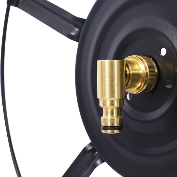 English Elm Swivel Wall Mount Hose Reel Heavy Duty Steel 180 Degree Pivot Outdoor Garden W465P168173