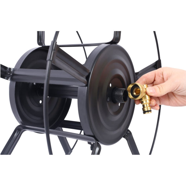 English Elm Swivel Wall Mount Hose Reel Heavy Duty Steel 180 Degree Pivot Outdoor Garden W465P168173