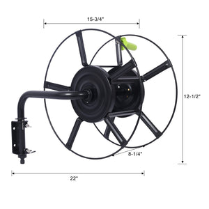 English Elm Swivel Wall Mount Hose Reel Heavy Duty Steel 180 Degree Pivot Outdoor Garden W465P168173