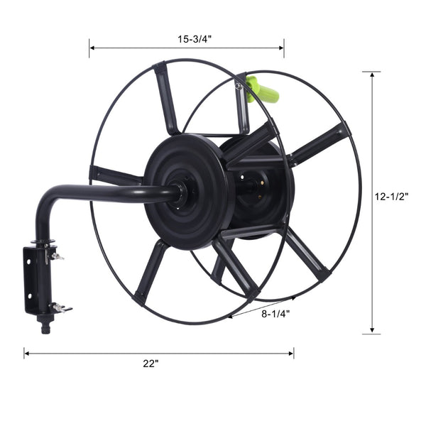 English Elm Swivel Wall Mount Hose Reel Heavy Duty Steel 180 Degree Pivot Outdoor Garden W465P168173