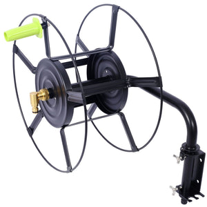 English Elm Swivel Wall Mount Hose Reel Heavy Duty Steel 180 Degree Pivot Outdoor Garden W465P168173