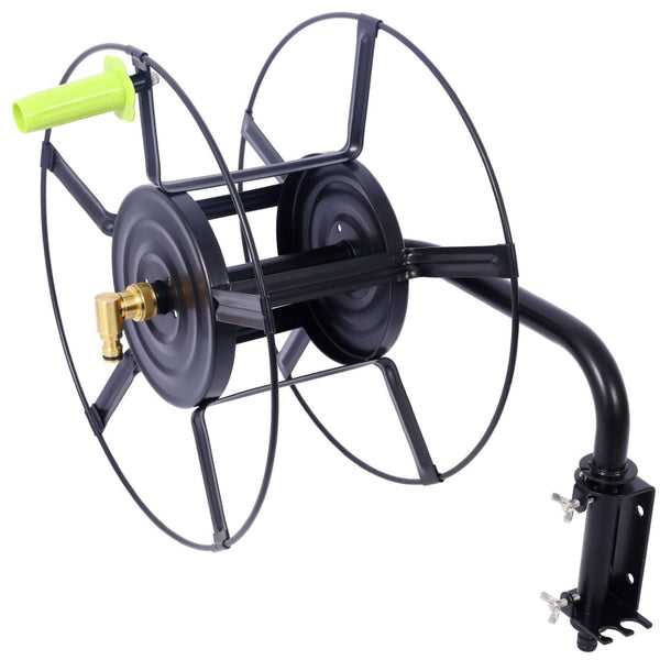 English Elm Swivel Wall Mount Hose Reel Heavy Duty Steel 180 Degree Pivot Outdoor Garden W465P168173