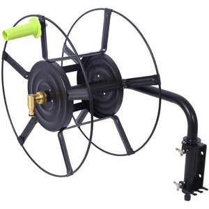 English Elm Swivel Wall Mount Hose Reel Heavy Duty Steel 180 Degree Pivot Outdoor Garden W465P168173