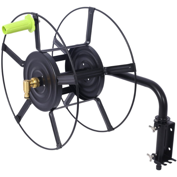 English Elm Swivel Wall Mount Hose Reel Heavy Duty Steel 180 Degree Pivot Outdoor Garden W465P168173