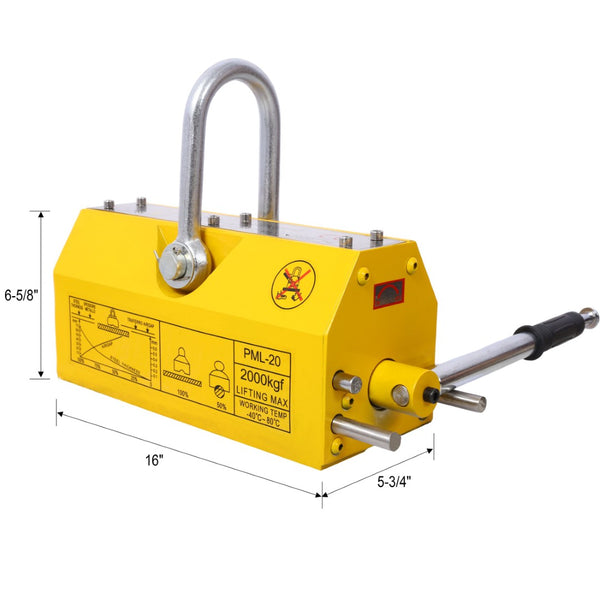 English Elm Permanent Magnetic Lifter 4400lb Neodymium Steel Hoist Tool for Industrial Shops W465P170816