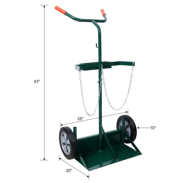 English Elm 440lbs Heavy Duty Welding Cylinder Dolly with Dual Tank Holders and Solid Rubber Wheels W465P175687