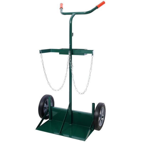 English Elm 440lbs Heavy Duty Welding Cylinder Dolly with Dual Tank Holders and Solid Rubber Wheels W465P175687