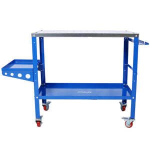 English Elm Welding Table Carbon Steel Work Bench with Fixture Holes Casters and Tool Slots W465P176039