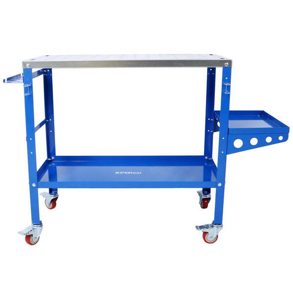 English Elm Welding Table Carbon Steel Work Bench with Fixture Holes Casters and Tool Slots W465P176039