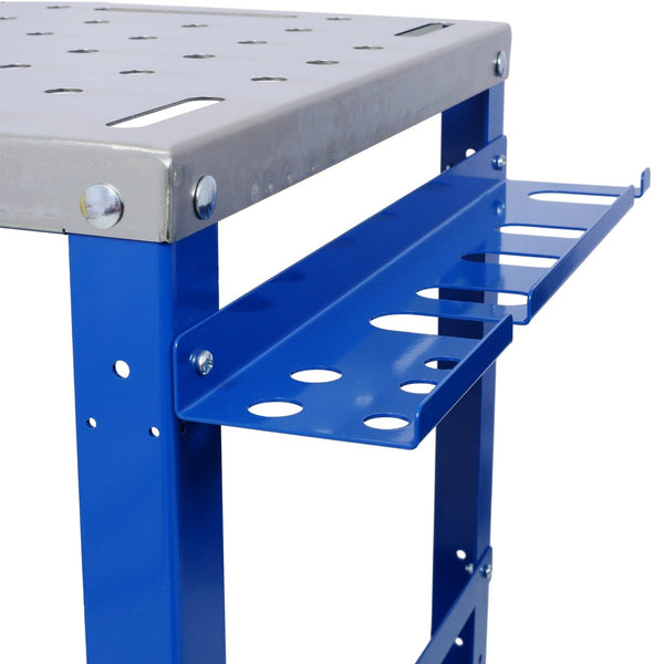 English Elm Welding Table Carbon Steel Work Bench with Fixture Holes Casters and Tool Slots W465P176039