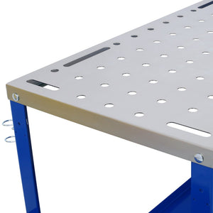 English Elm Welding Table Carbon Steel Work Bench with Fixture Holes Casters and Tool Slots W465P176039
