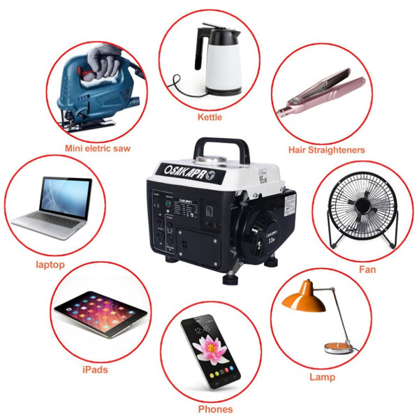 English Elm Portable Gas Generator 800W OHV Engine EPA Compliant Camping Emergency Power Supply W465P176459