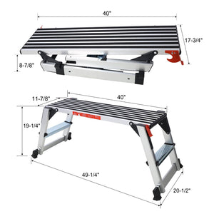 English Elm Aluminum Folding Work Platform Anti-slip Drywall Stand with 330lb Capacity W465P182127