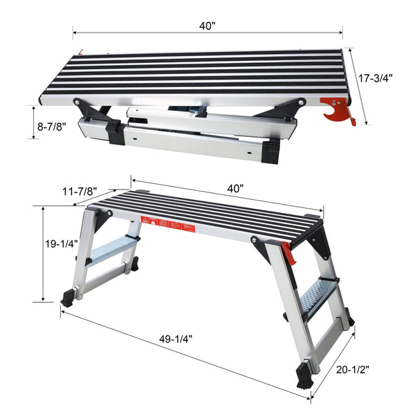 English Elm Aluminum Folding Work Platform Anti-slip Drywall Stand with 330lb Capacity W465P182127