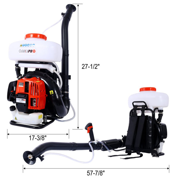 English Elm 51.7cc Backpack Fogger Gasoline Powered Mister 14l Tank 39ft Outdoor Spray W465P185059