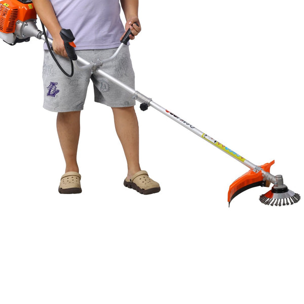 English Elm 52cc Full Crank Gas Trimmer 3in1 Brush Cutter with Metal Blade and Shoulder Strap W465P185099