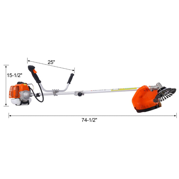 English Elm 52cc Full Crank Gas Trimmer 3in1 Brush Cutter with Metal Blade and Shoulder Strap W465P185099