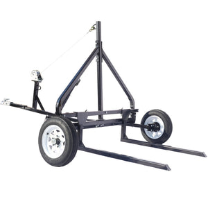 English Elm Adjustable Round Bale Mover Trailer for Atv Utv Truck with Winch 1500lb Capacity W465P187106