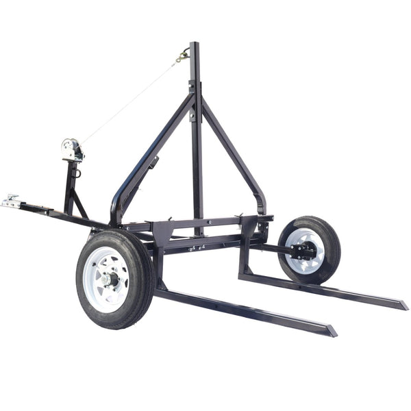 English Elm Adjustable Round Bale Mover Trailer for Atv Utv Truck with Winch 1500lb Capacity W465P187106