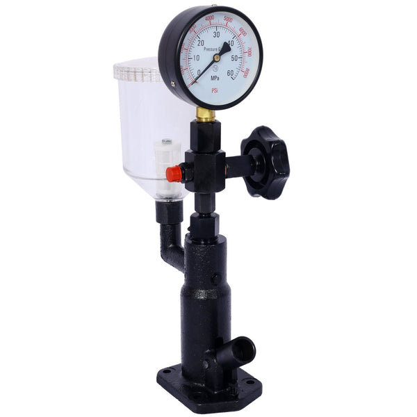 English Elm 600bar Cast Iron Diesel Injector Pop Tester with Dual Gauge and Hand Wheel Control W465P187130