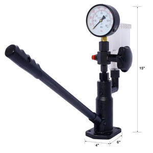 English Elm 600bar Cast Iron Diesel Injector Pop Tester with Dual Gauge and Hand Wheel Control W465P187130
