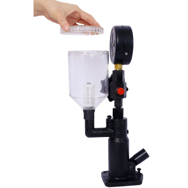 English Elm 600bar Cast Iron Diesel Injector Pop Tester with Dual Gauge and Hand Wheel Control W465P187130