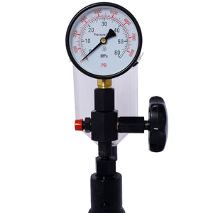 English Elm 600bar Cast Iron Diesel Injector Pop Tester with Dual Gauge and Hand Wheel Control W465P187130
