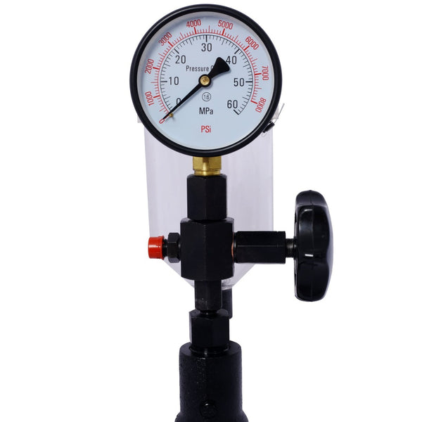 English Elm 600bar Cast Iron Diesel Injector Pop Tester with Dual Gauge and Hand Wheel Control W465P187130