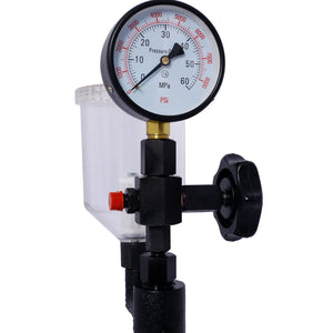 English Elm 600bar Cast Iron Diesel Injector Pop Tester with Dual Gauge and Hand Wheel Control W465P187130