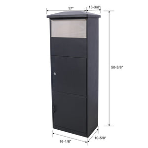 English Elm Large Galvanized Steel Porch Parcel Drop Box with Locking Door and Weather Proof Slot W465P188059