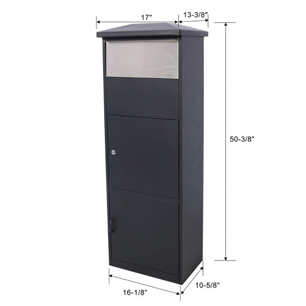 English Elm Large Galvanized Steel Porch Parcel Drop Box with Locking Door and Weather Proof Slot W465P188059