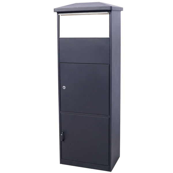 English Elm Large Galvanized Steel Porch Parcel Drop Box with Locking Door and Weather Proof Slot W465P188059