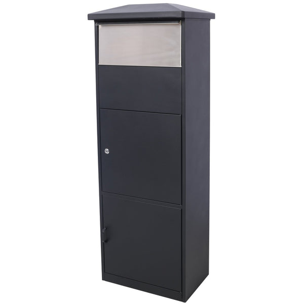 English Elm Large Galvanized Steel Porch Parcel Drop Box with Locking Door and Weather Proof Slot W465P188059