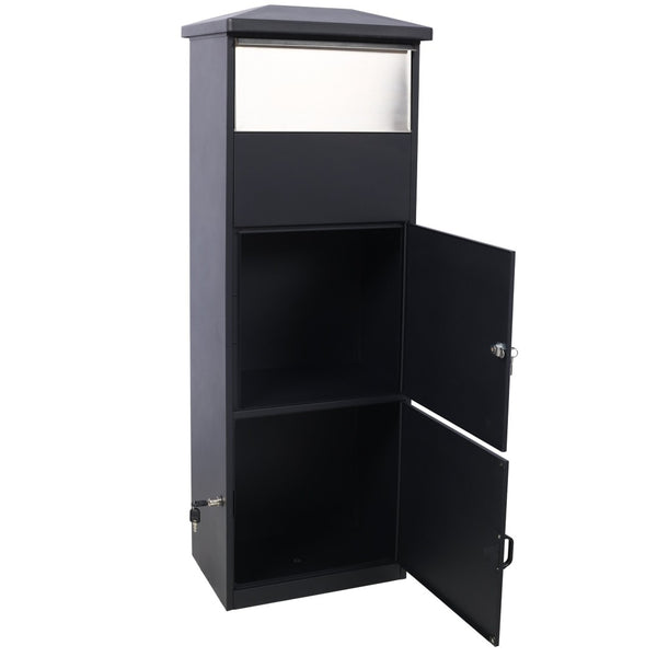 English Elm Large Galvanized Steel Porch Parcel Drop Box with Locking Door and Weather Proof Slot W465P188059