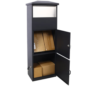 English Elm Large Galvanized Steel Porch Parcel Drop Box with Locking Door and Weather Proof Slot W465P188059