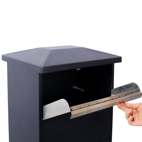 English Elm Large Galvanized Steel Porch Parcel Drop Box with Locking Door and Weather Proof Slot W465P188059