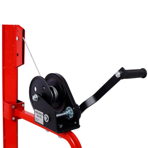 English Elm Drywall Panel Lift Hoist 13 Ft Solo Steel Cable Pulley System with Locking Casters Red W465P189984