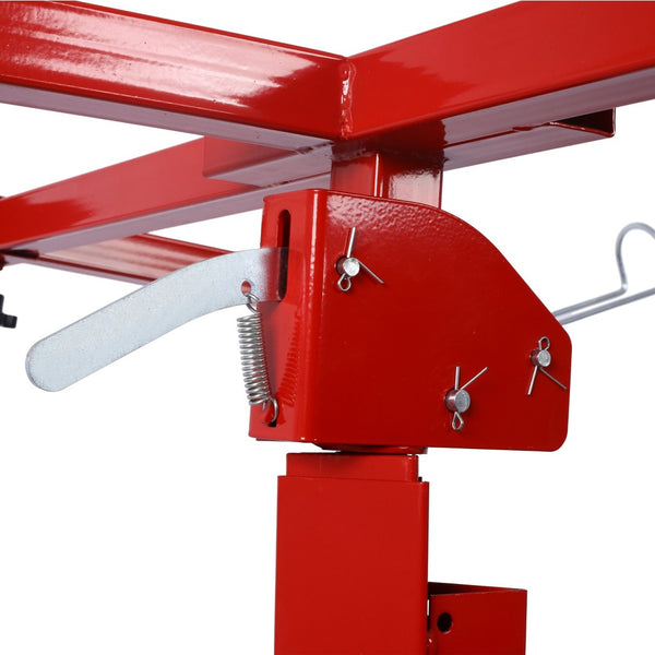 English Elm Drywall Panel Lift Hoist 13 Ft Solo Steel Cable Pulley System with Locking Casters Red W465P189984