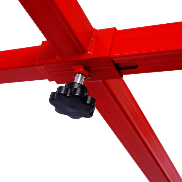 English Elm Drywall Panel Lift Hoist 13 Ft Solo Steel Cable Pulley System with Locking Casters Red W465P189984