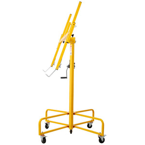 English Elm Drywall Panel Lift Hoist 13 Ft Solo Steel Cable Pulley System with Locking Casters Yellow W465P189988