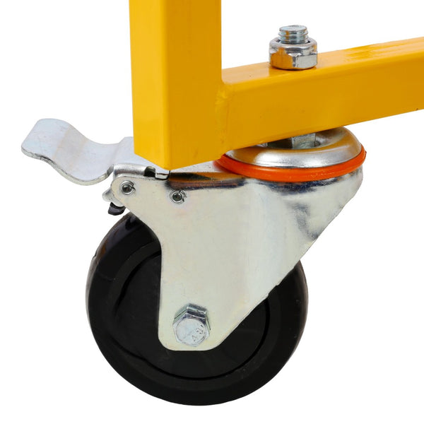 English Elm Drywall Panel Lift Hoist 13 Ft Solo Steel Cable Pulley System with Locking Casters Yellow W465P189988