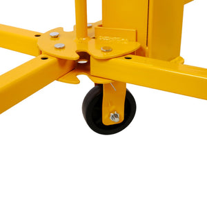 English Elm Drywall Panel Lift Hoist 13 Ft Solo Steel Cable Pulley System with Locking Casters Yellow W465P189988