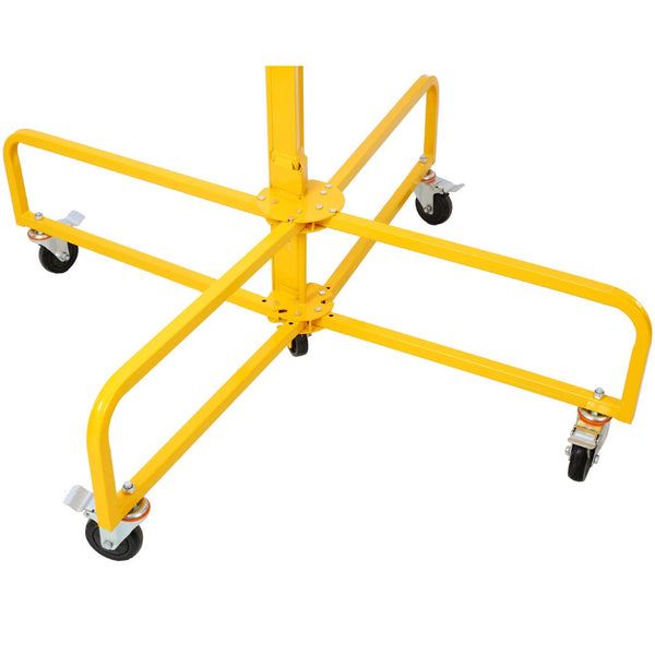 English Elm Drywall Panel Lift Hoist 13 Ft Solo Steel Cable Pulley System with Locking Casters Yellow W465P189988
