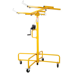 English Elm Drywall Panel Lift Hoist 13 Ft Solo Steel Cable Pulley System with Locking Casters Yellow W465P189988