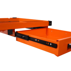 English Elm Adjustable Steel Rolling Worktable with Drawer and Swivel Casters for Garage Shops Orange W465P190256