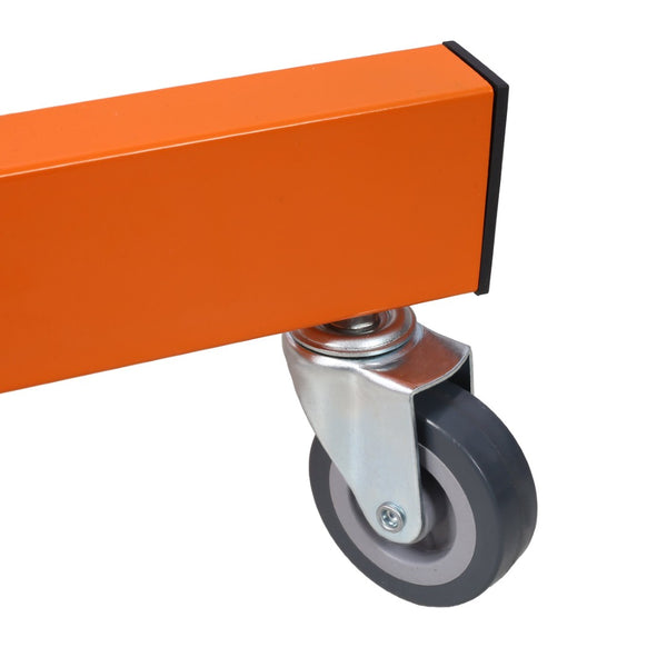 English Elm Adjustable Steel Rolling Worktable with Drawer and Swivel Casters for Garage Shops Orange W465P190256