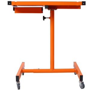 English Elm Adjustable Steel Rolling Worktable with Drawer and Swivel Casters for Garage Shops Orange W465P190256