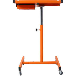 English Elm Adjustable Steel Rolling Worktable with Drawer and Swivel Casters for Garage Shops Orange W465P190256