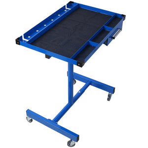 English Elm Adjustable Steel Rolling Worktable with Drawer and Swivel Casters for Garage Shops Blue W465P190257