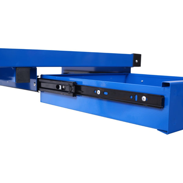 English Elm Adjustable Steel Rolling Worktable with Drawer and Swivel Casters for Garage Shops Blue W465P190257
